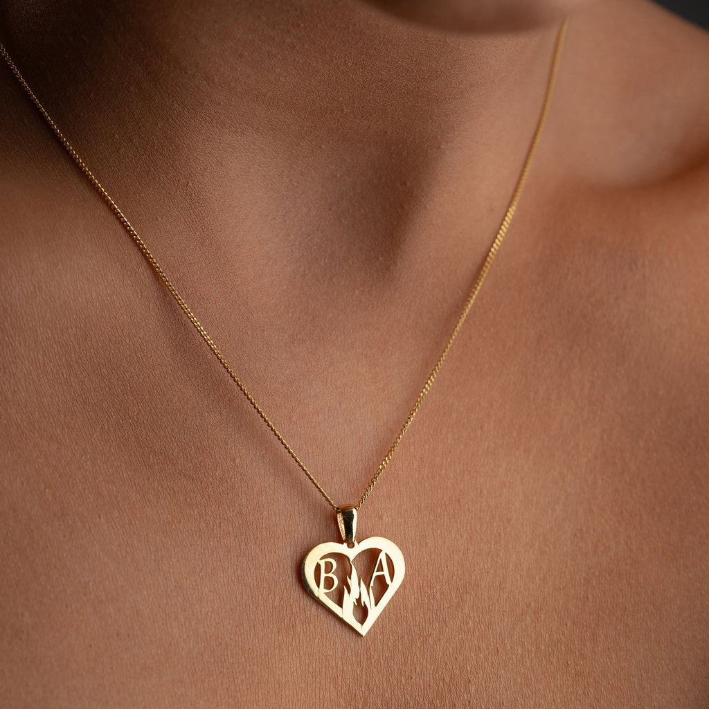 DOUBLE LETTER HEART HALSKETTE| 925 SILBER