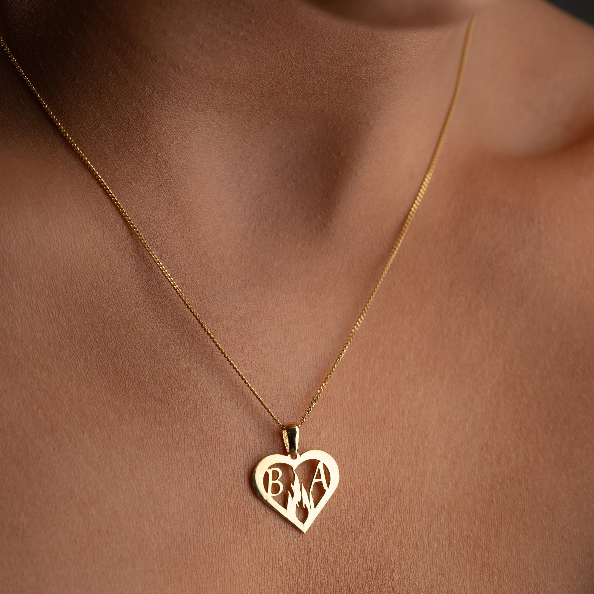 DOUBLE LETTER HEART HALSKETTE| 925 SILBER