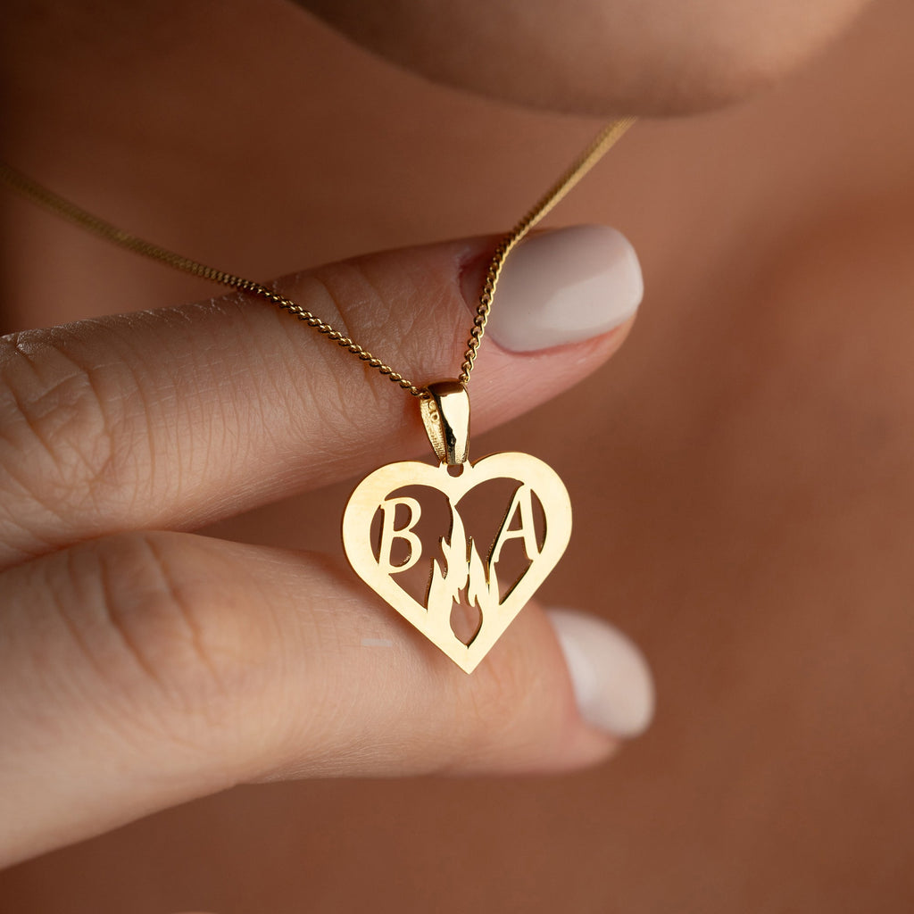 DOUBLE LETTER HEART HALSKETTE| 925 SILBER