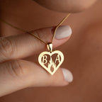 DOUBLE LETTER HEART HALSKETTE| 925 SILBER