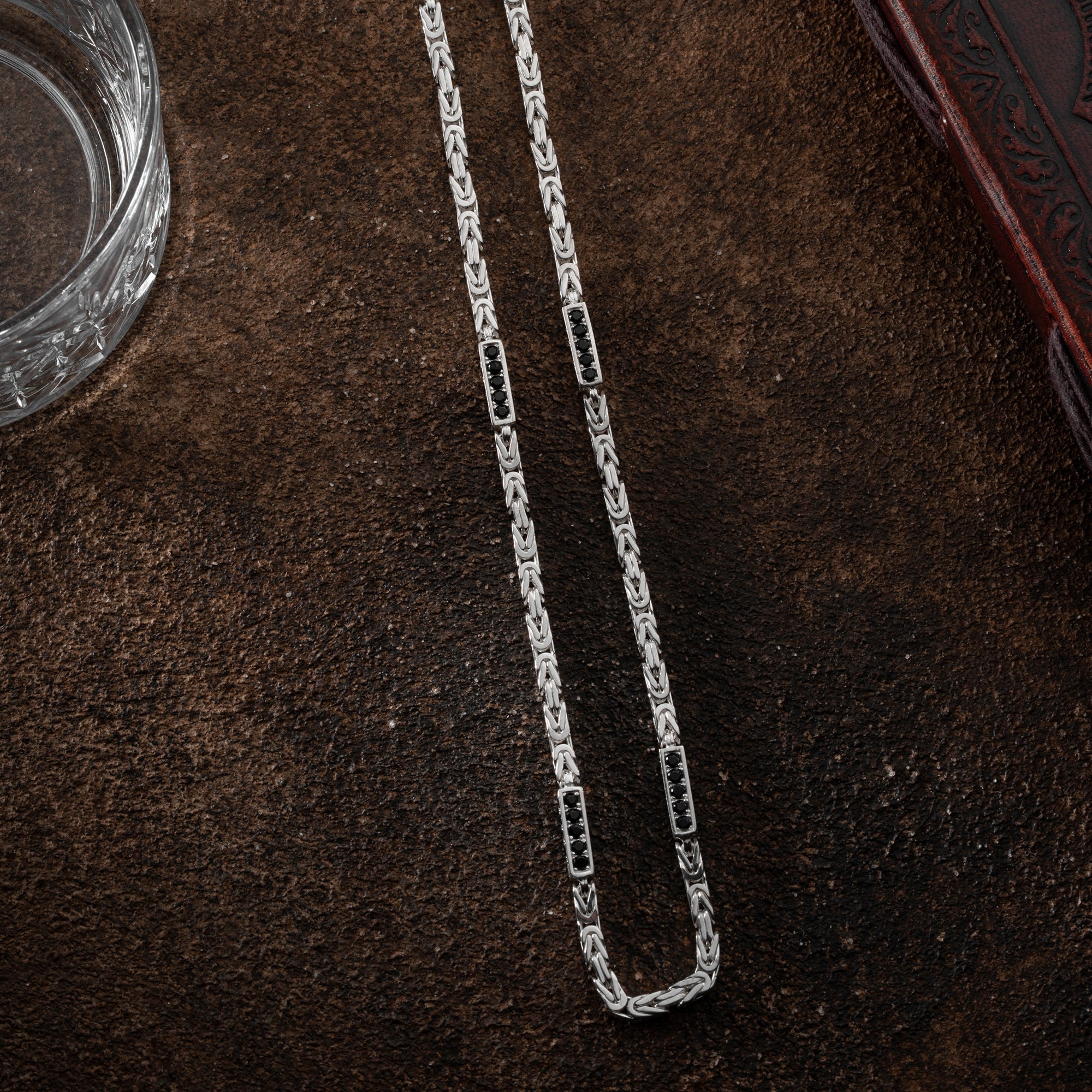 KÖNIGSKETTE BLACK STRASS 4mm | 925 SILBER