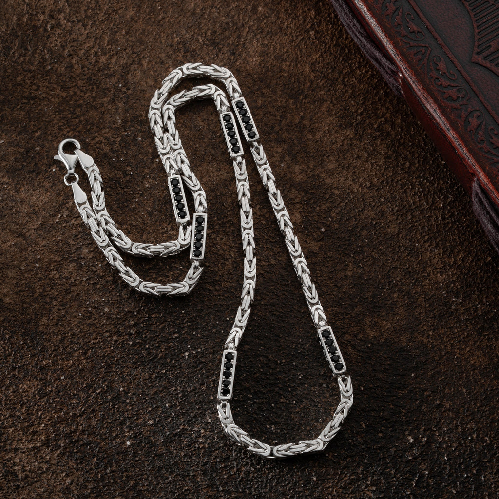 KÖNIGSKETTE BLACK STRASS 4mm | 925 SILBER