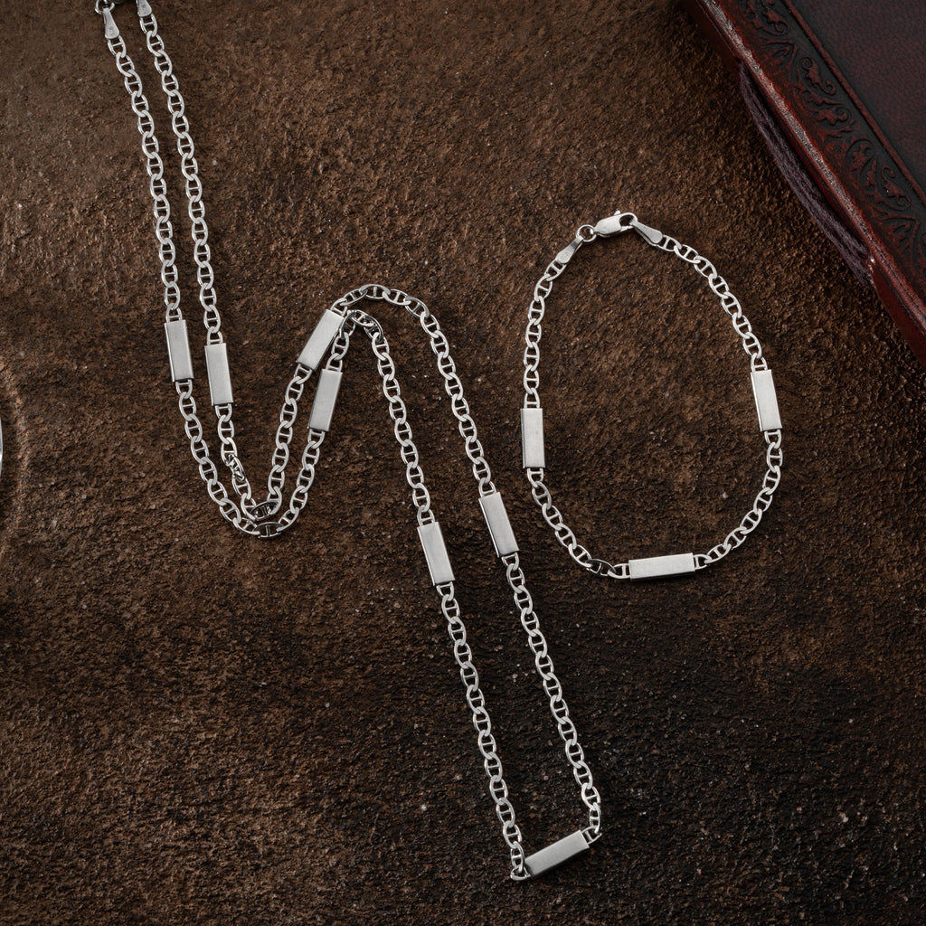 PLATTEN CUBAN LINK SET aus 925 Silber - Eleganter Schmuckset - AURIME