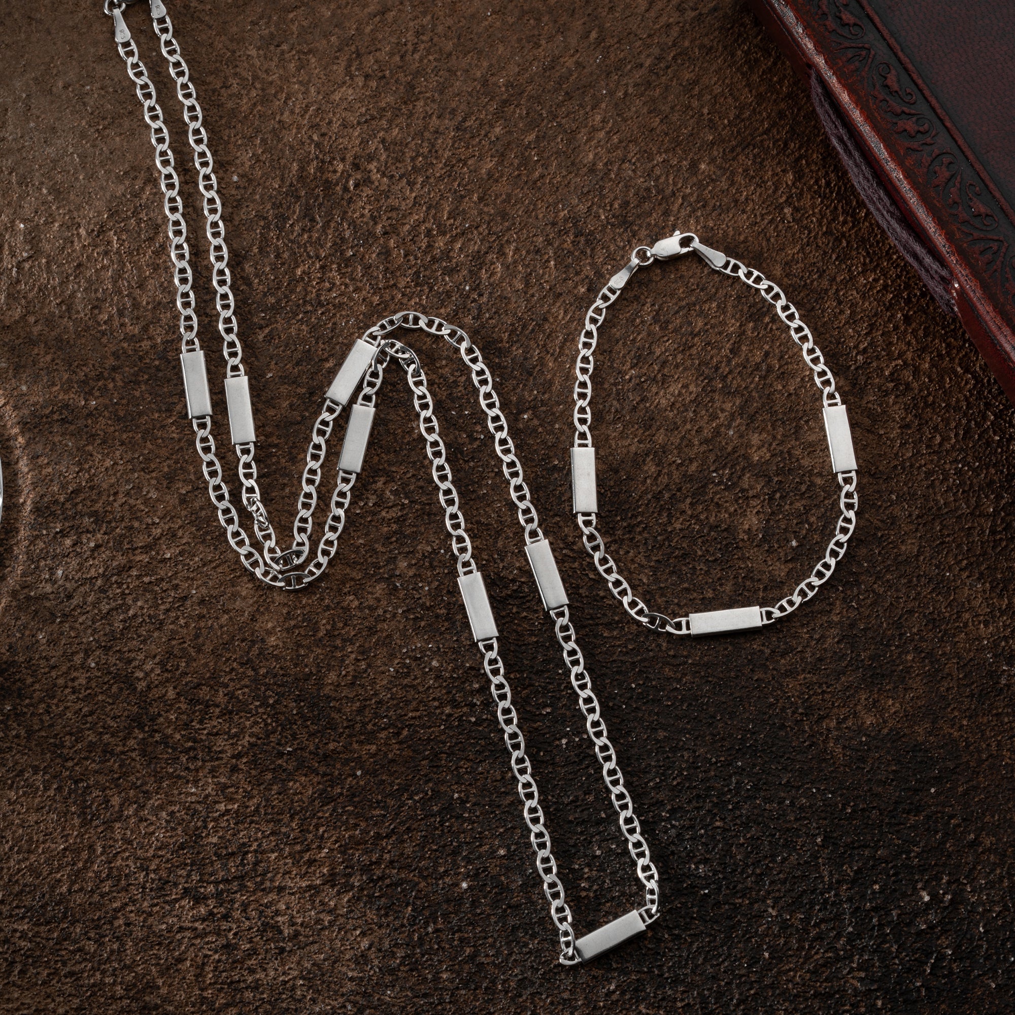 PLATTEN CUBAN LINK SET aus 925 Silber - Eleganter Schmuckset - AURIME