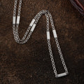 Sterling Silber Cuban Link Ketten-Set von AURIME, detaillierte Ansicht der Plattenkette und Glieder.