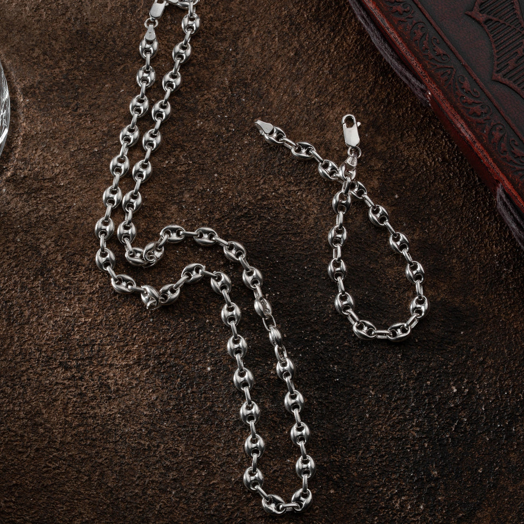 BOHNEN KETTE SET aus 925 Silber - Eleganter Halskette - AURIME