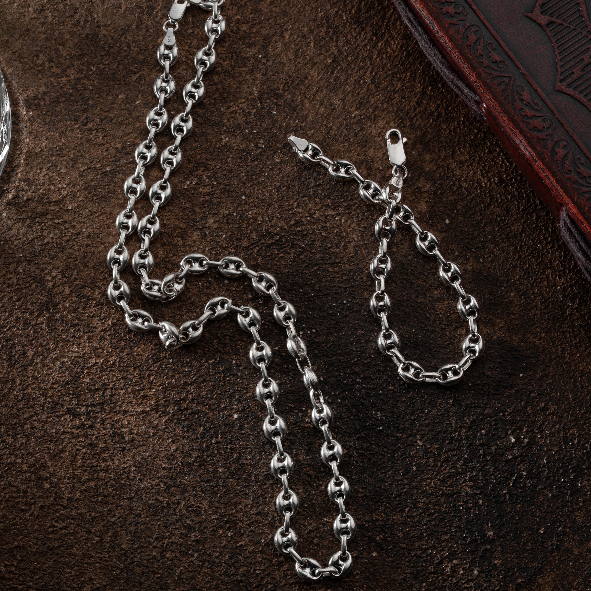 BOHNEN KETTE SET aus 925 Silber - Eleganter Halskette - AURIME