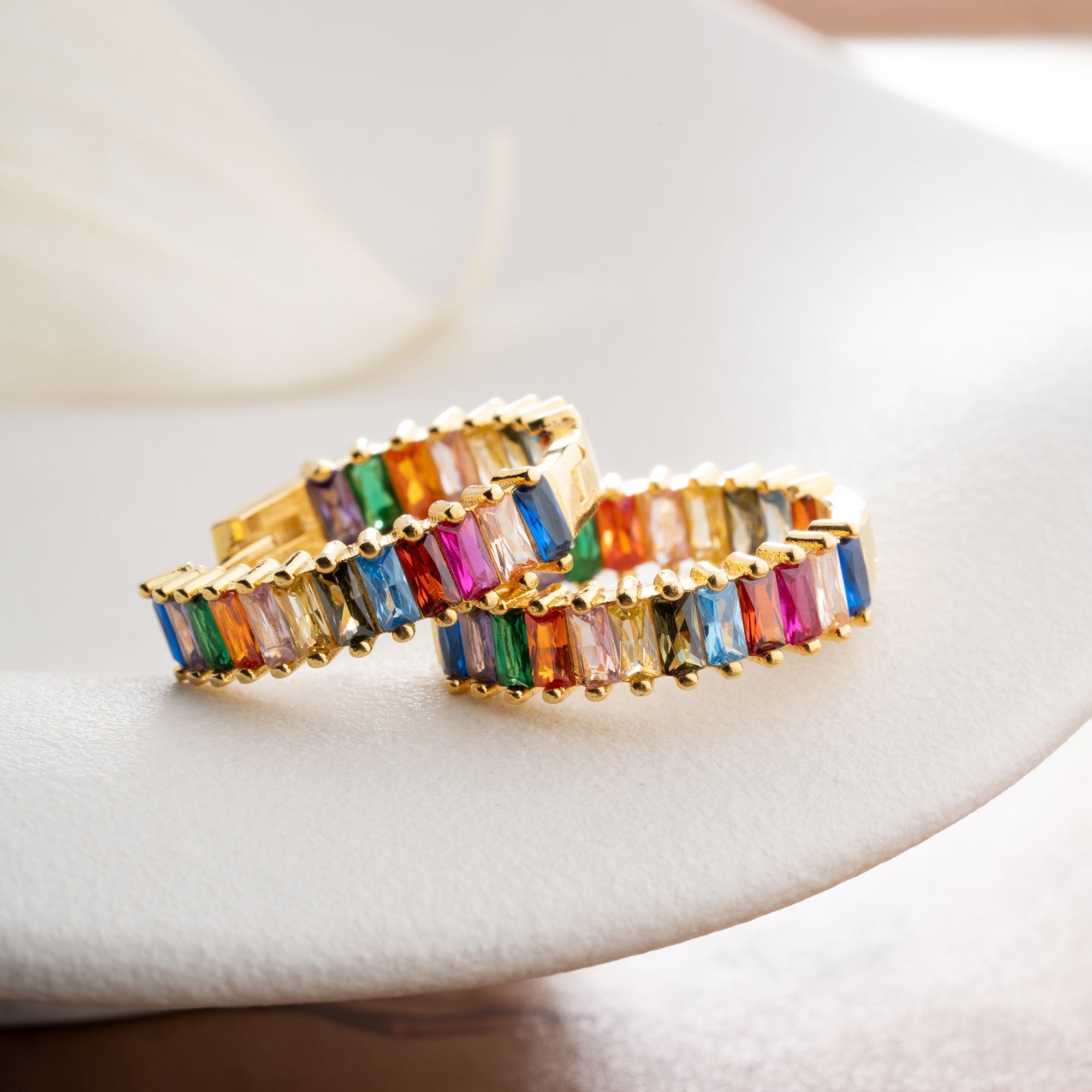 BAGUETTE COLORFULL CREOLEN OHRRING aus 925 Silber - Eleganter Ohrringe - AURIME