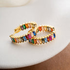 BAGUETTE COLORFULL CREOLEN OHRRING aus 925 Silber - Eleganter Ohrringe - AURIME