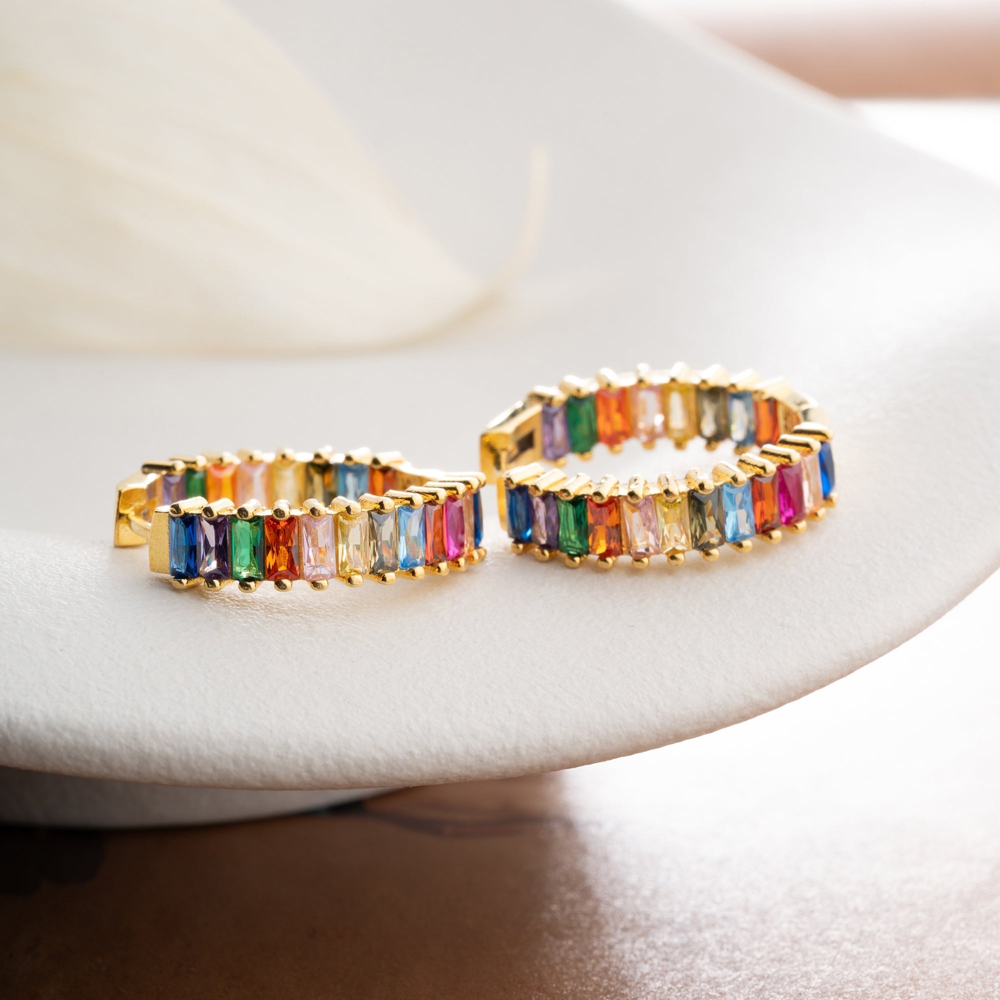 BAGUETTE COLORFULL CREOLEN OHRRING aus 925 Silber - Eleganter Ohrringe - AURIME