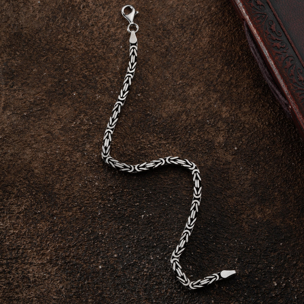 KÖNIGSARMBAND VIERKANT OXIDIERT 5MM aus 925 Silber - Eleganter Armband - AURIME