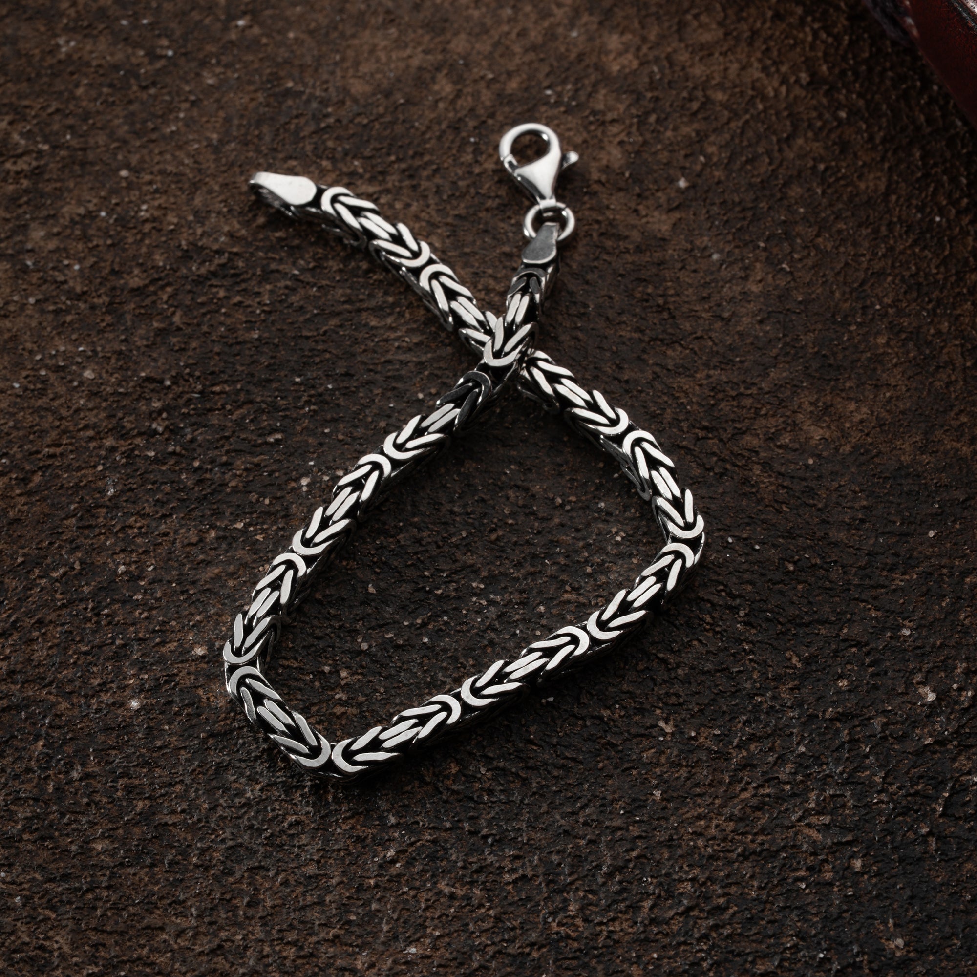 KÖNIGSARMBAND VIERKANT OXIDIERT 5MM aus 925 Silber - Eleganter Armband - AURIME