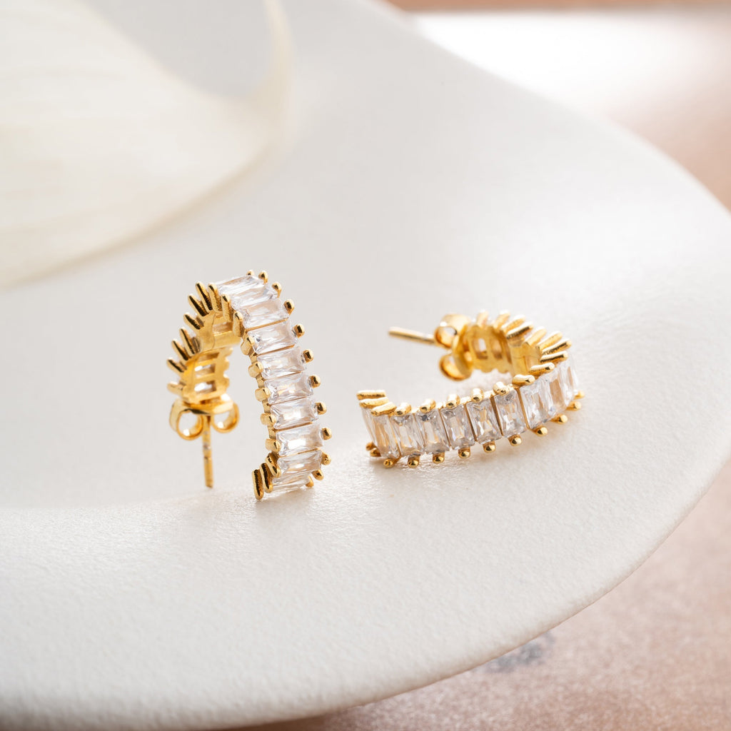 BAGUETTE HERZ CREOLEN aus 925 Silber - Hochwertiger Schmuck - AURIME