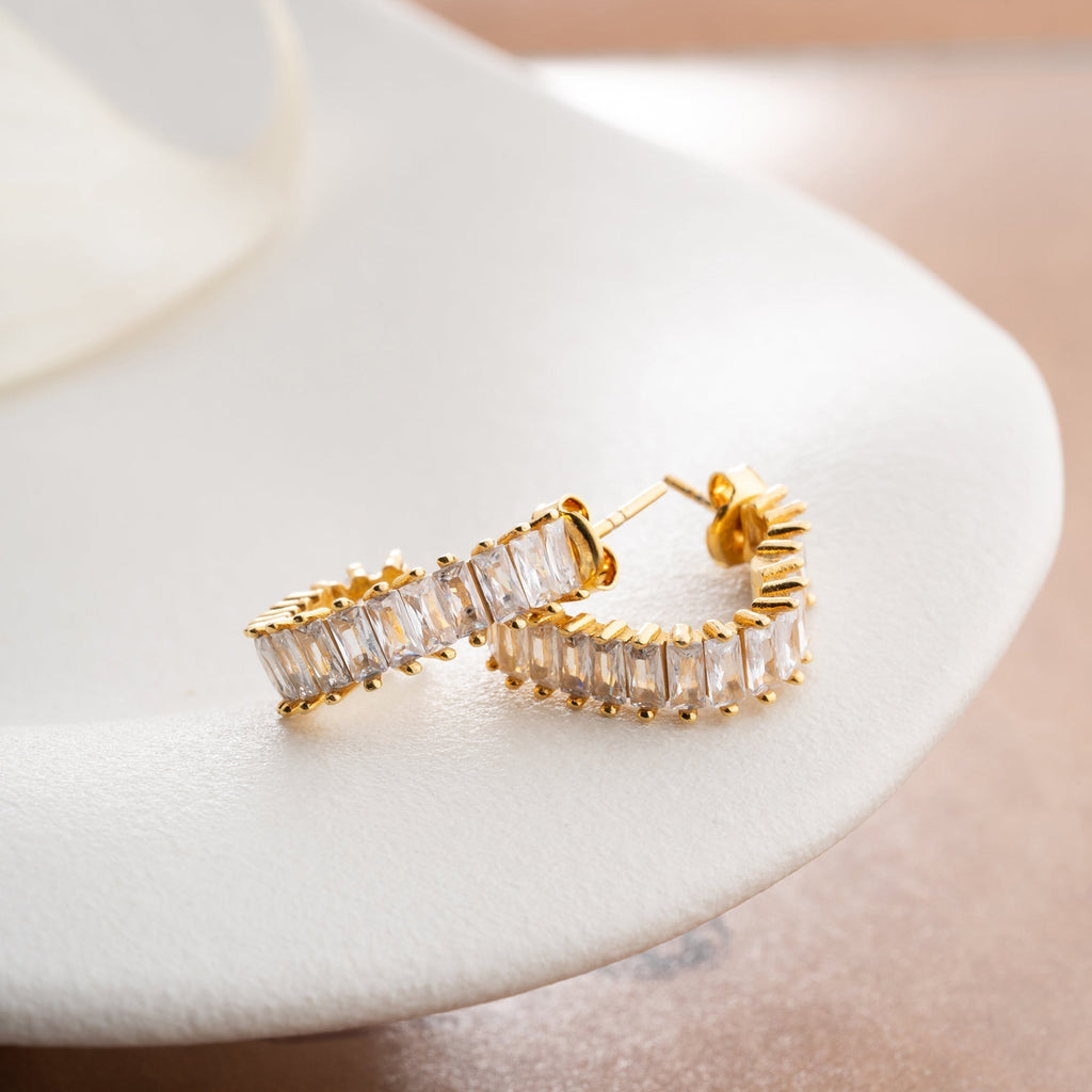 BAGUETTE HERZ CREOLEN aus 925 Silber - Hochwertiger Schmuck - AURIME