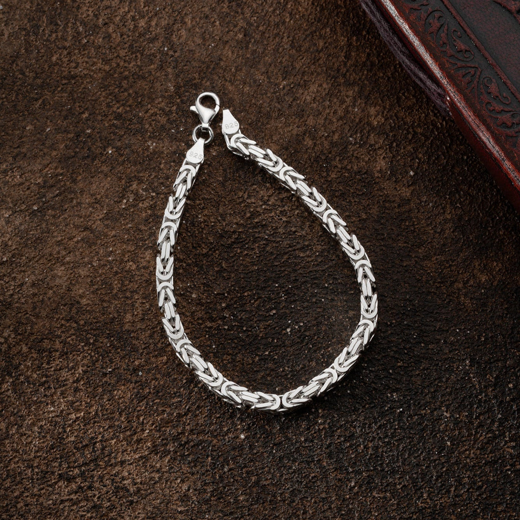 KÖNIGSARMBAND VIERKANT MASSIV 4MM aus 925 Silber - Eleganter Armband - AURIME