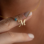 BUCHSTABENKETTE MIT BLAUE AUGE | 925 SILBER