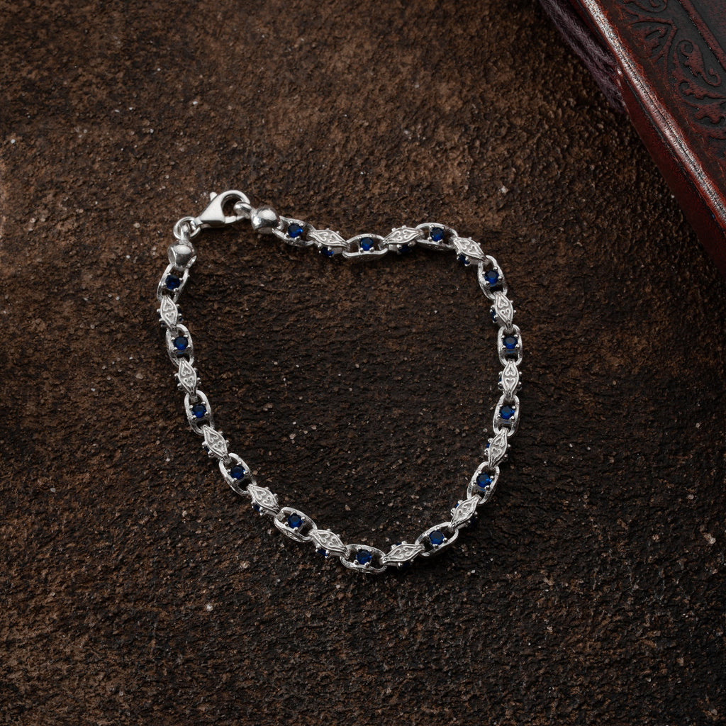 ANKER BLUE DIAMOND ARMBAND 5MM aus 925 Silber - Eleganter Armband - AURIME