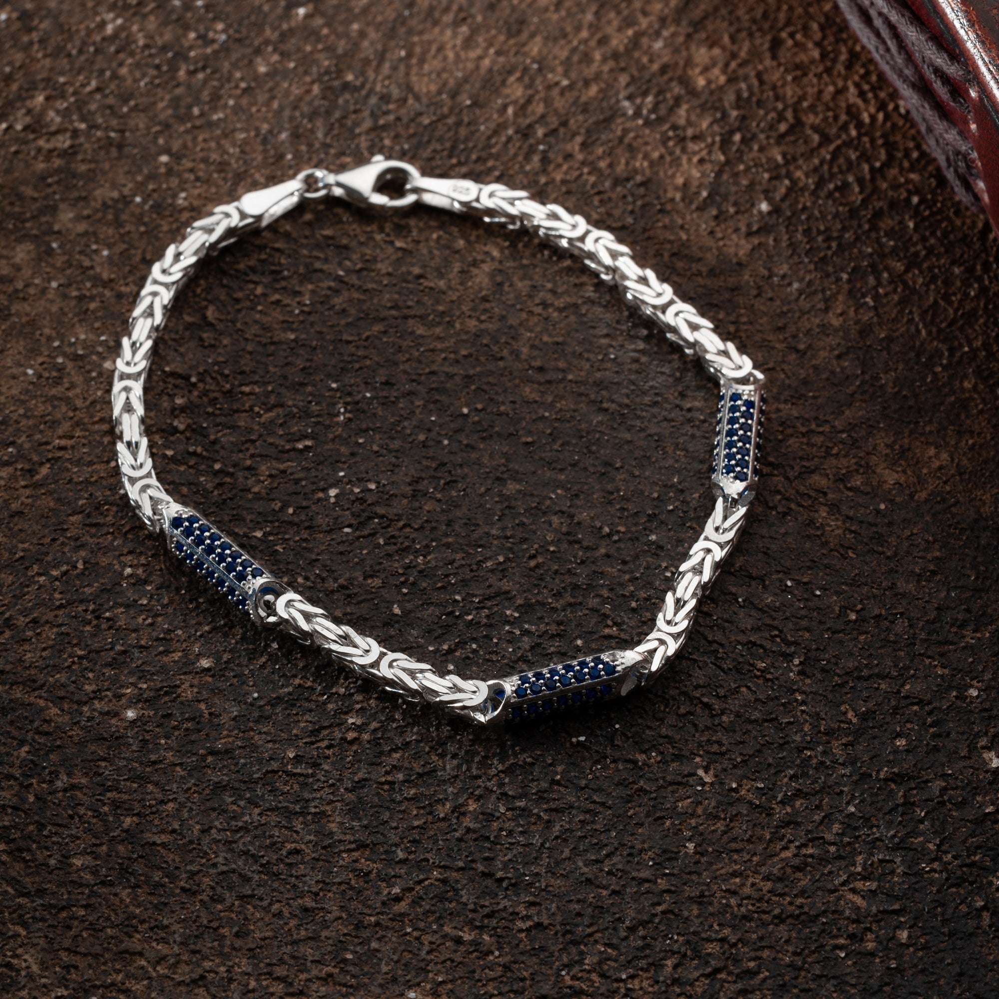 KÖNIGSARMBAND BLUE STRASSSTEIN 5MM aus 925 Silber - Eleganter Armband - AURIME