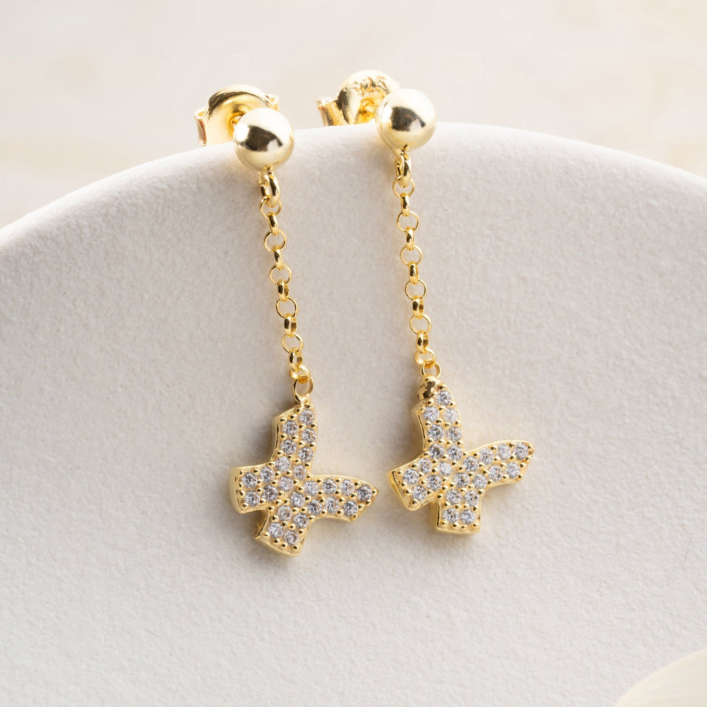 HÄNGEND BUTTERFLY OHRRINGE aus 925 Silber - Eleganter Ohrringe - AURIME