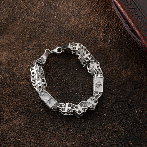 Grobes BIG KÄFIG Armband aus 925 Silber von AURIME, detailreiche und elegante Silberschmuckaufnahme.