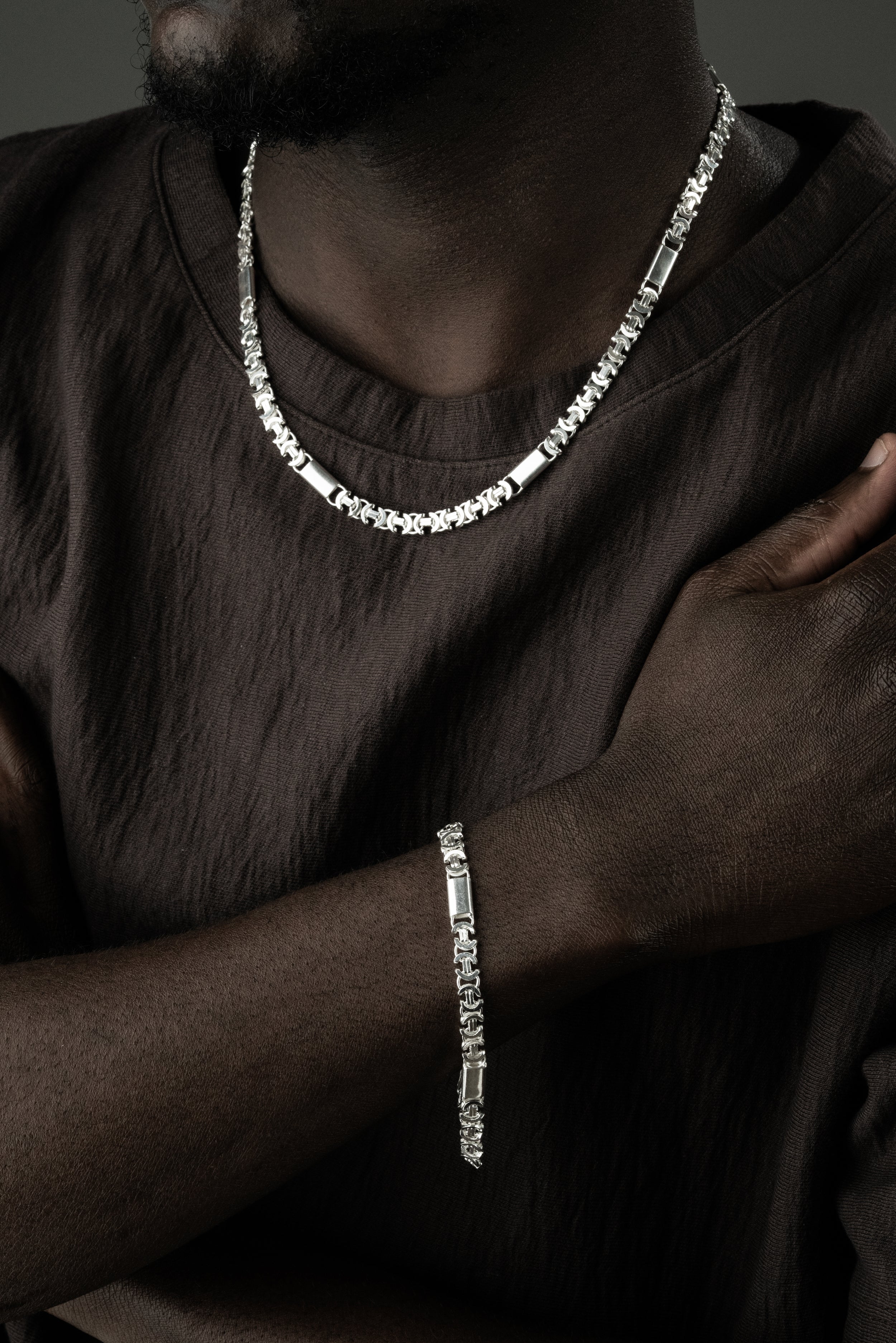 PLATTENKÖNIGSKETTE FLACH SET 6 MM aus 925 Silber - Eleganter Halskette - AURIME