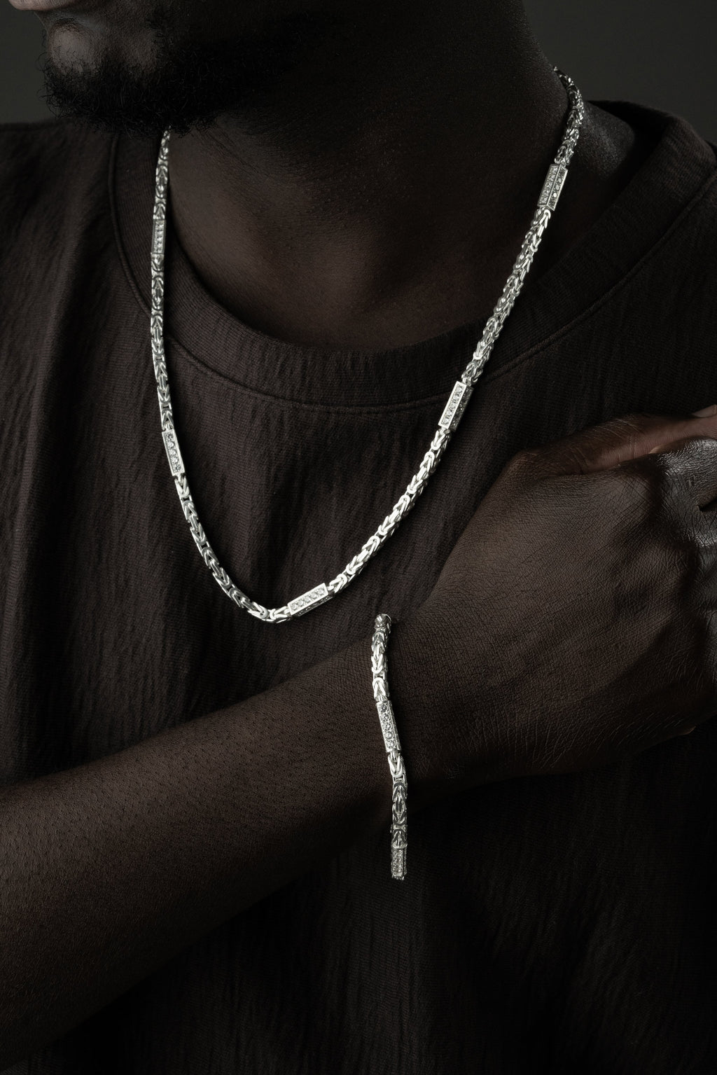 KÖNIGSKETTE MIT STRASSSTEIN 4 mm SET | 925 SILBER