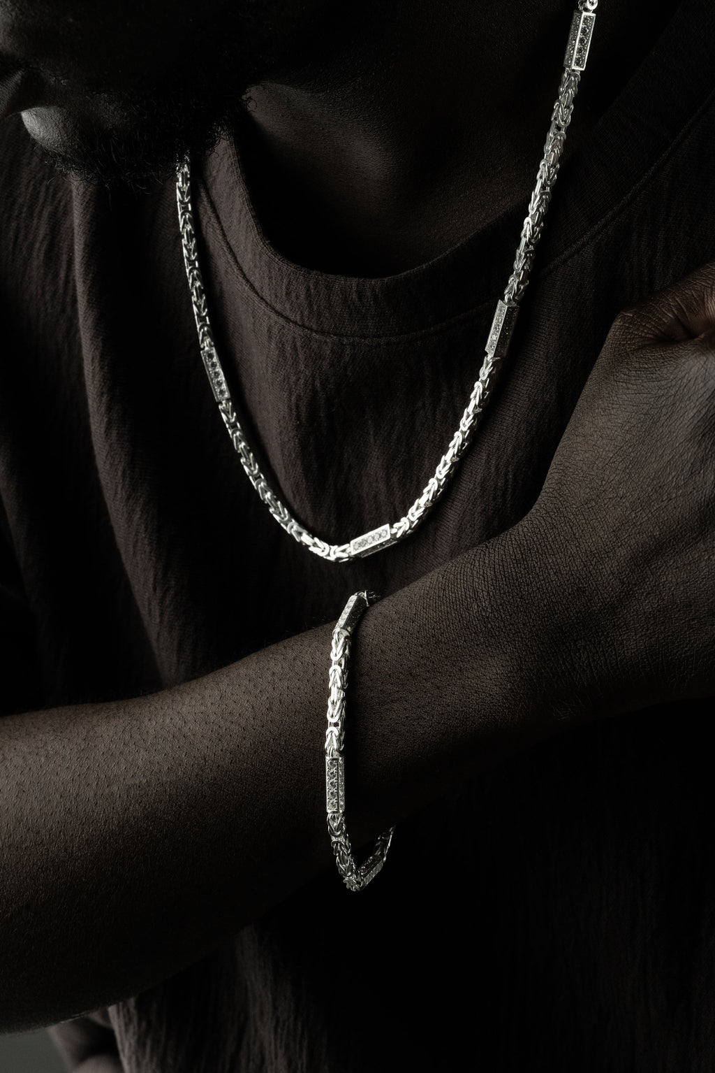 KÖNIGSKETTE MIT STRASSSTEIN 4 mm SET | 925 SILBER