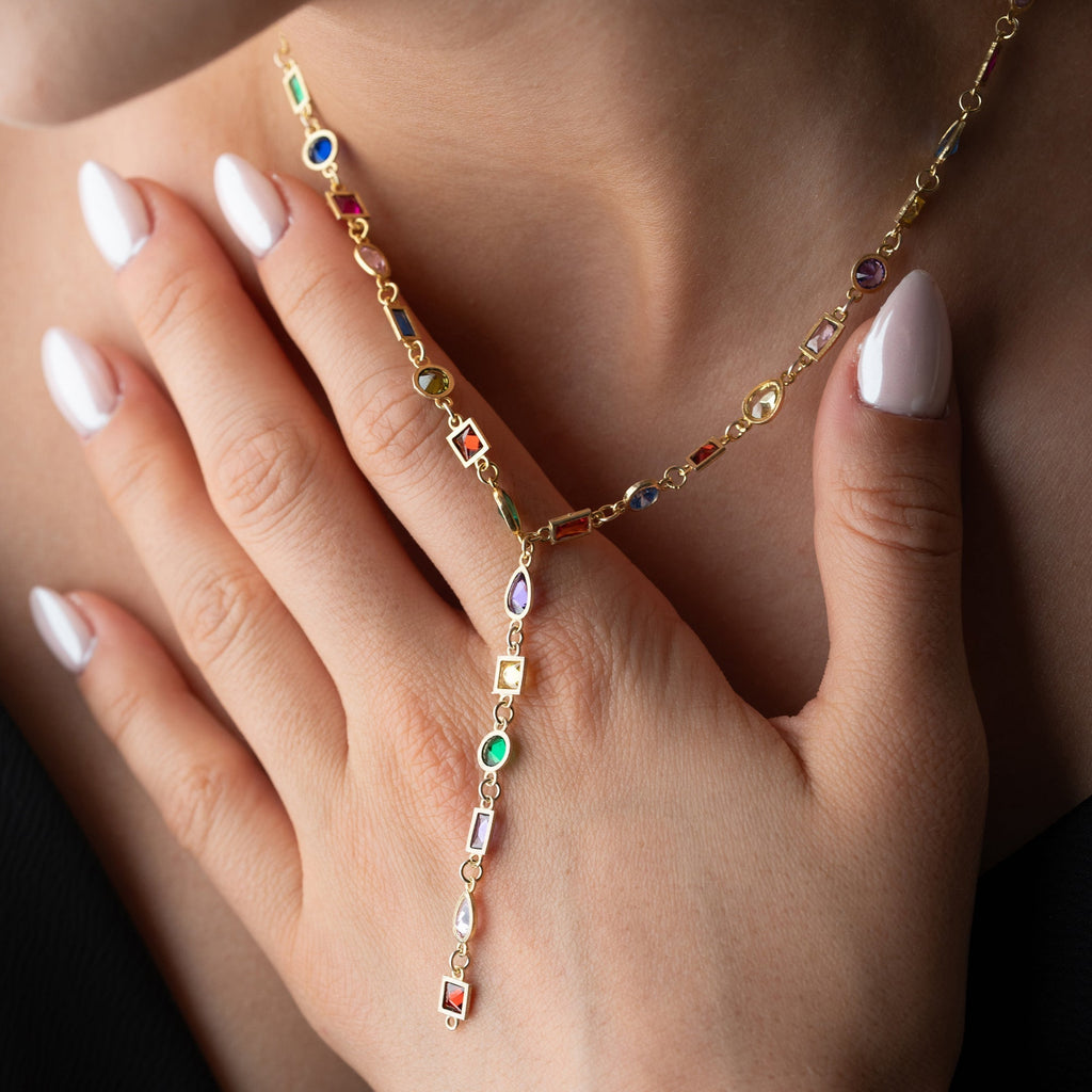 COLORFULL Y KETTE aus 925 Silber - Eleganter Halskette - AURIME