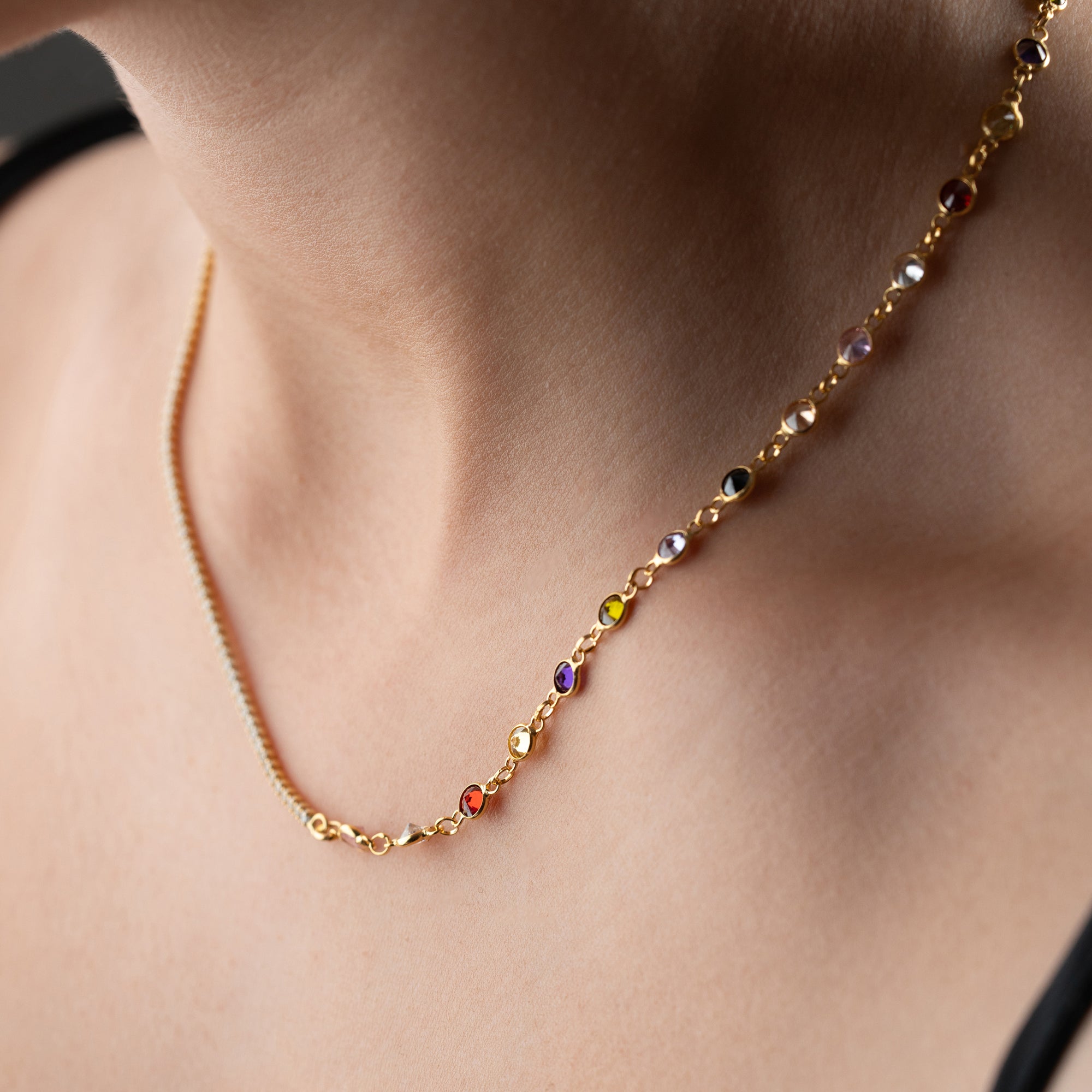 ICED X COLORFULL KETTE aus 925 Silber - Eleganter Halskette - AURIME