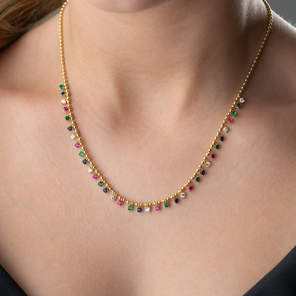 MIRIYA COLORFULL KETTE aus 925 Silber - Eleganter Halskette - AURIME