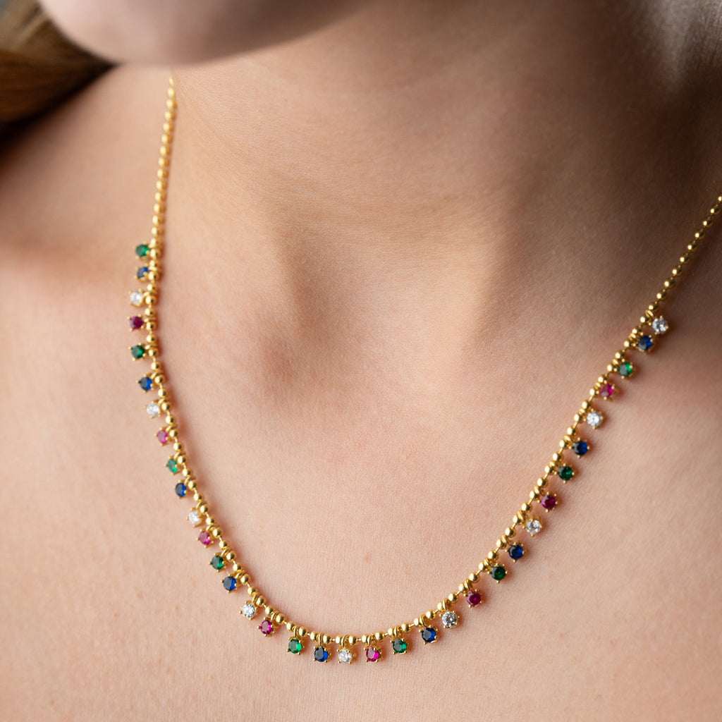 MIRIYA COLORFULL KETTE aus 925 Silber - Eleganter Halskette - AURIME