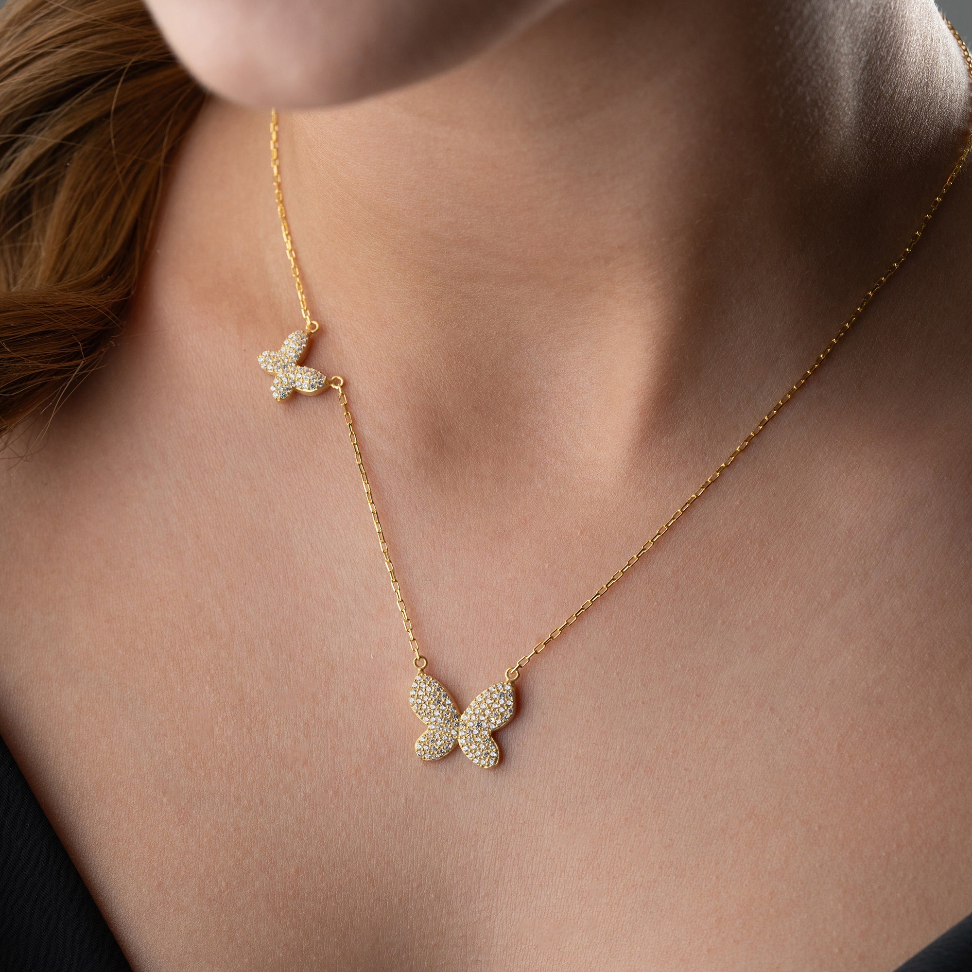 BUTTERFLY DUO NECKLACE aus 925 Silber - Hochwertiger Schmuck - AURIME