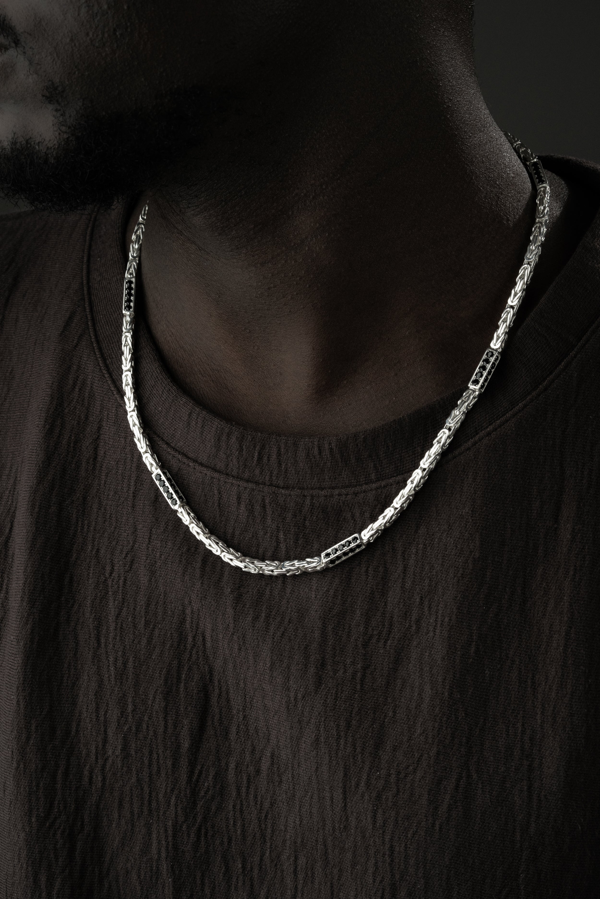 KÖNIGSKETTE BLACK STRASS 4mm | 925 SILBER