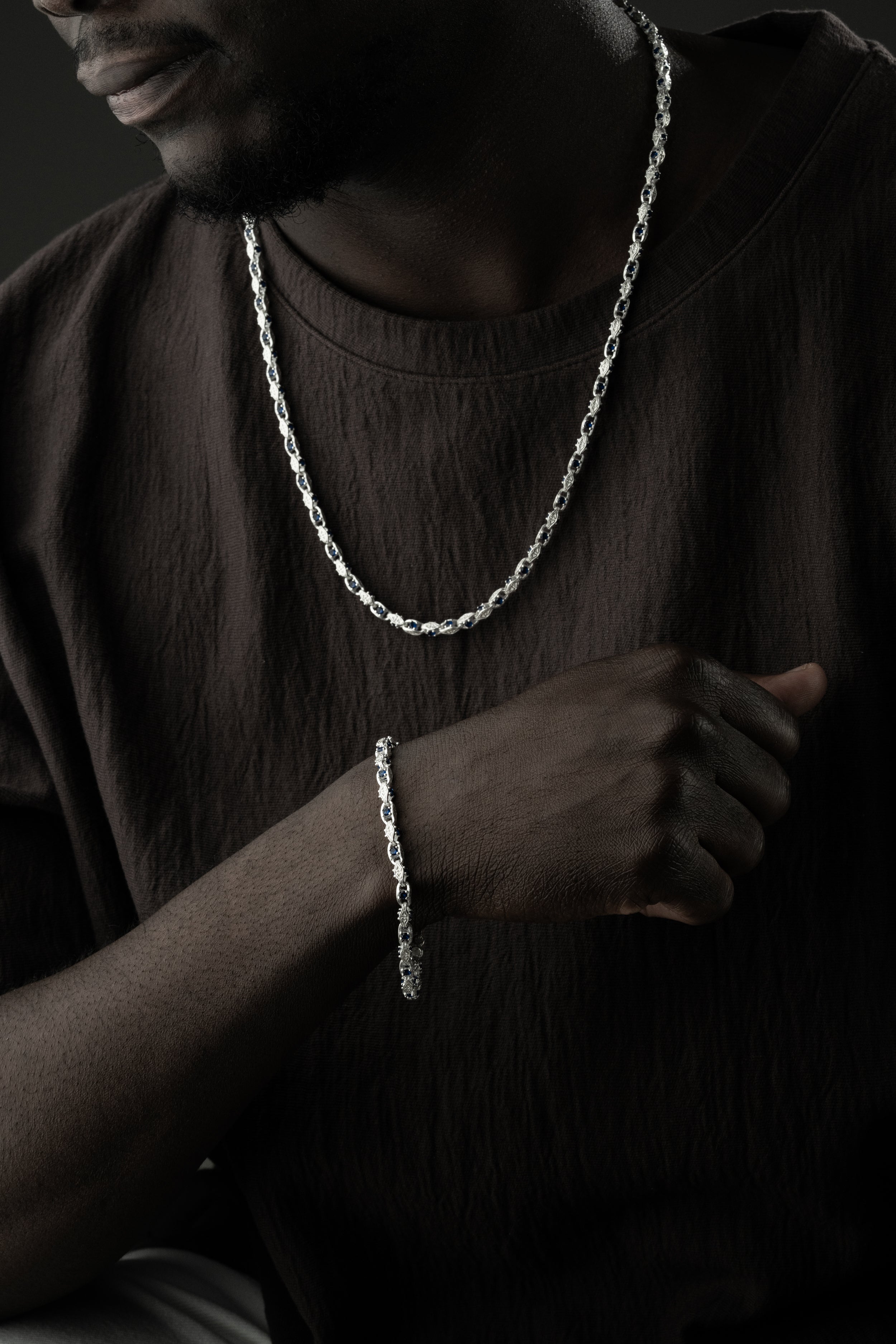 ANKER BLUE DIAMOND SET aus 925 Silber - Eleganter Schmuckset - AURIME