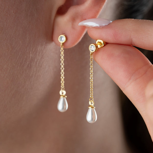 Hängende Perlenohrringe aus 925 Silber von AURIME, elegante Ohrschmuck mit schimmernden Perlen und filigranen Details