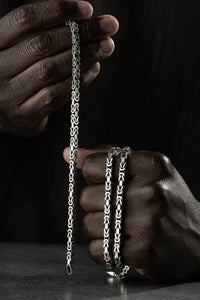 Sterlingsilber Königs-Kette 4 mm im Set, glänzendes und elegantes Schmuckstück, sichtbar auf der Produktabbildung.