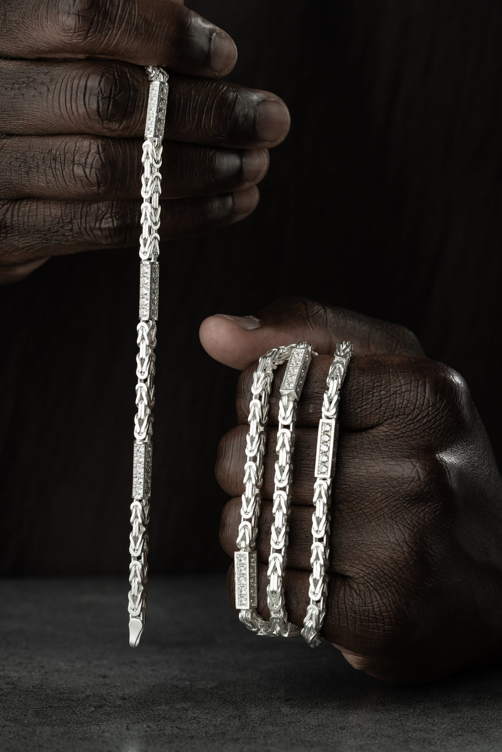 KÖNIGSKETTE MIT STRASSSTEIN 4 mm SET | 925 SILBER