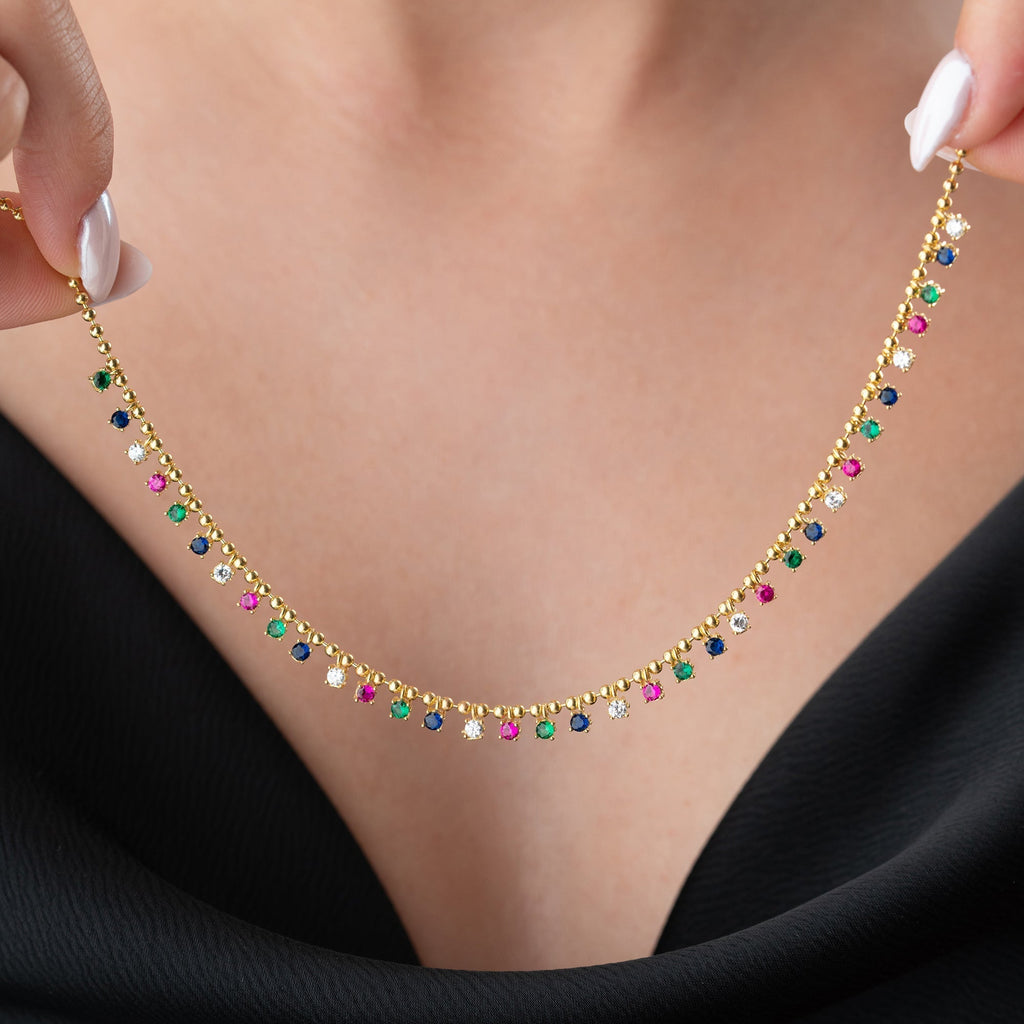 MIRIYA COLORFULL KETTE aus 925 Silber - Eleganter Halskette - AURIME