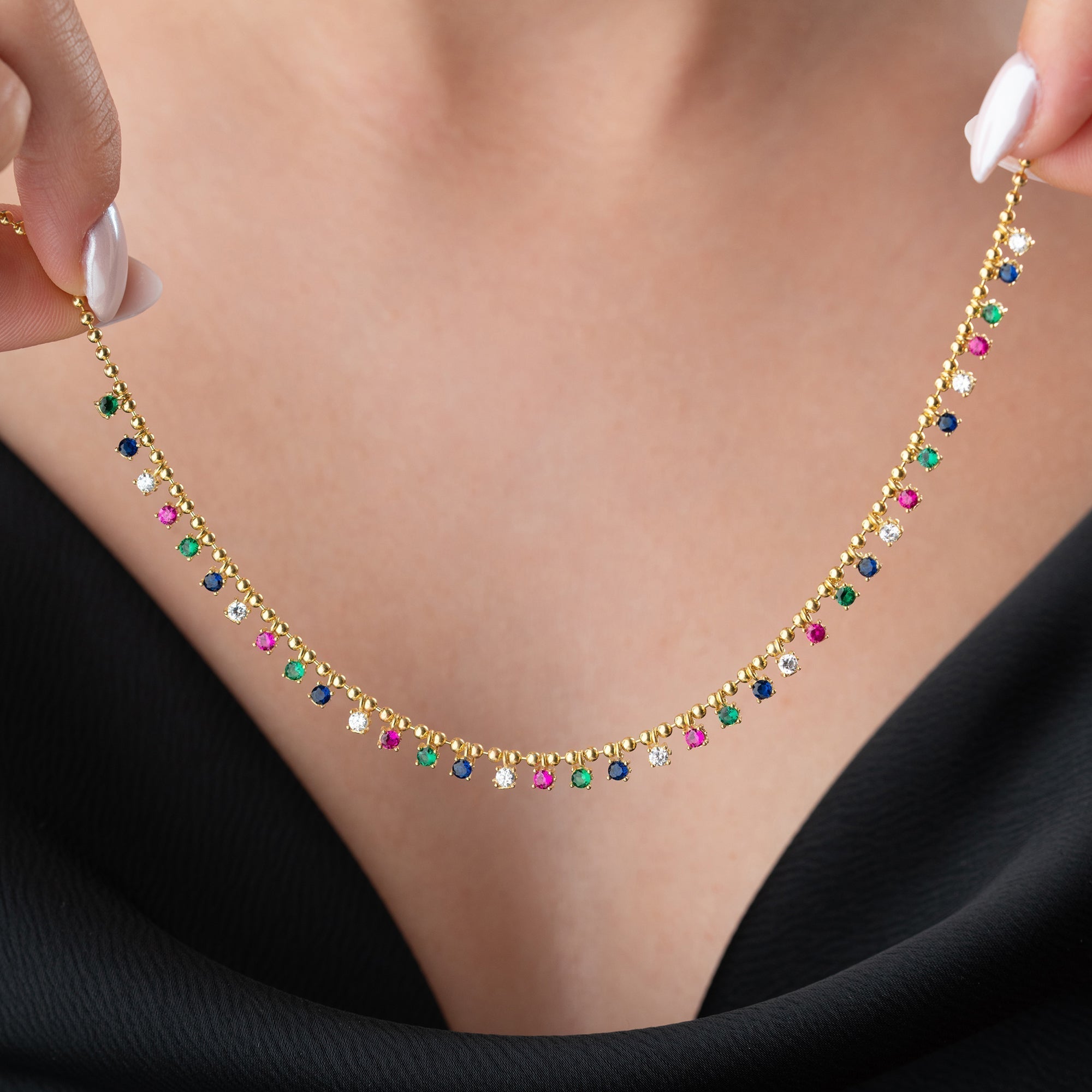 MIRIYA COLORFULL KETTE aus 925 Silber - Eleganter Halskette - AURIME