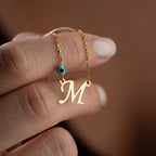 BUCHSTABENKETTE MIT BLAUE AUGE | 925 SILBER