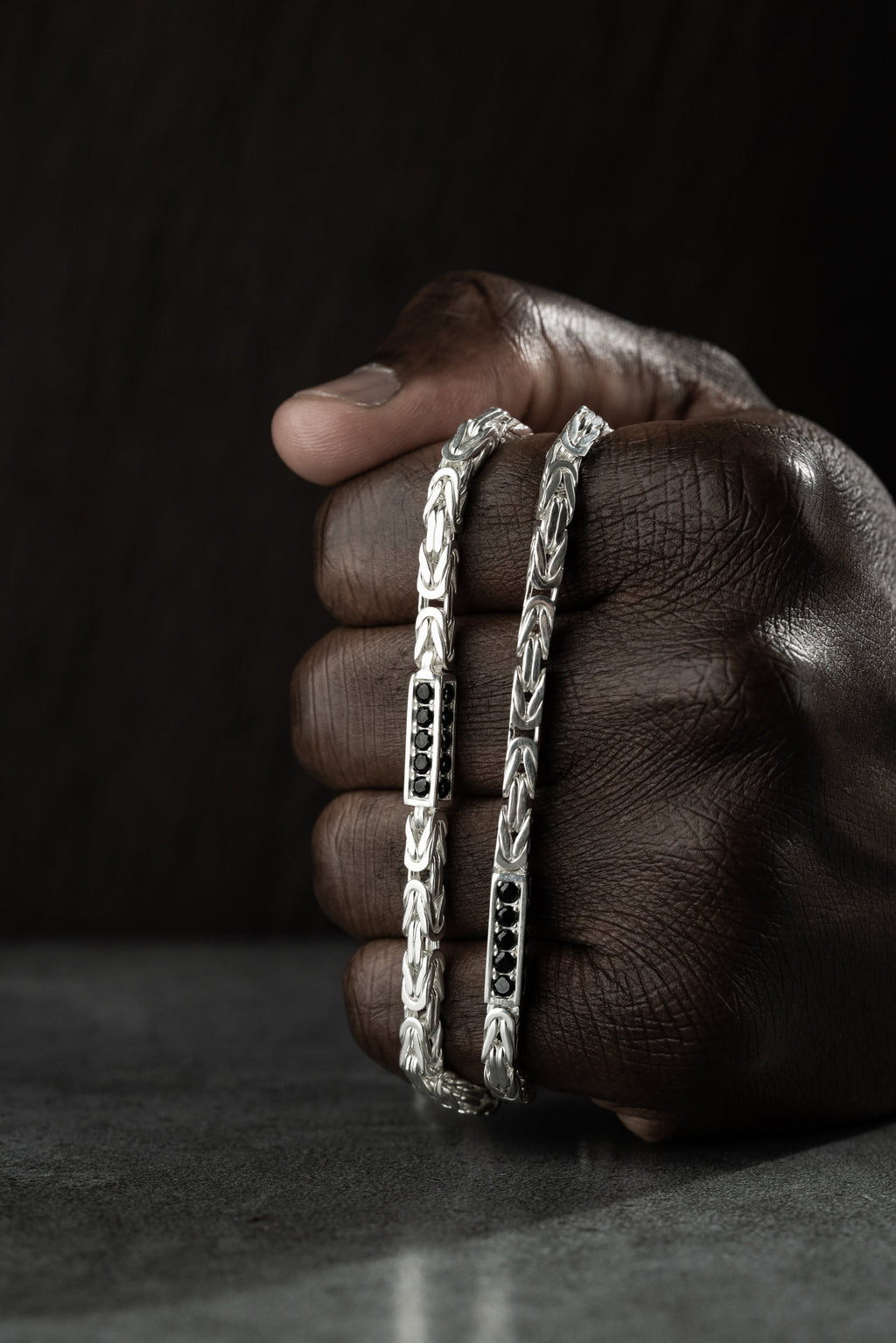 KÖNIGSKETTE BLACK STRASS 4mm | 925 SILBER