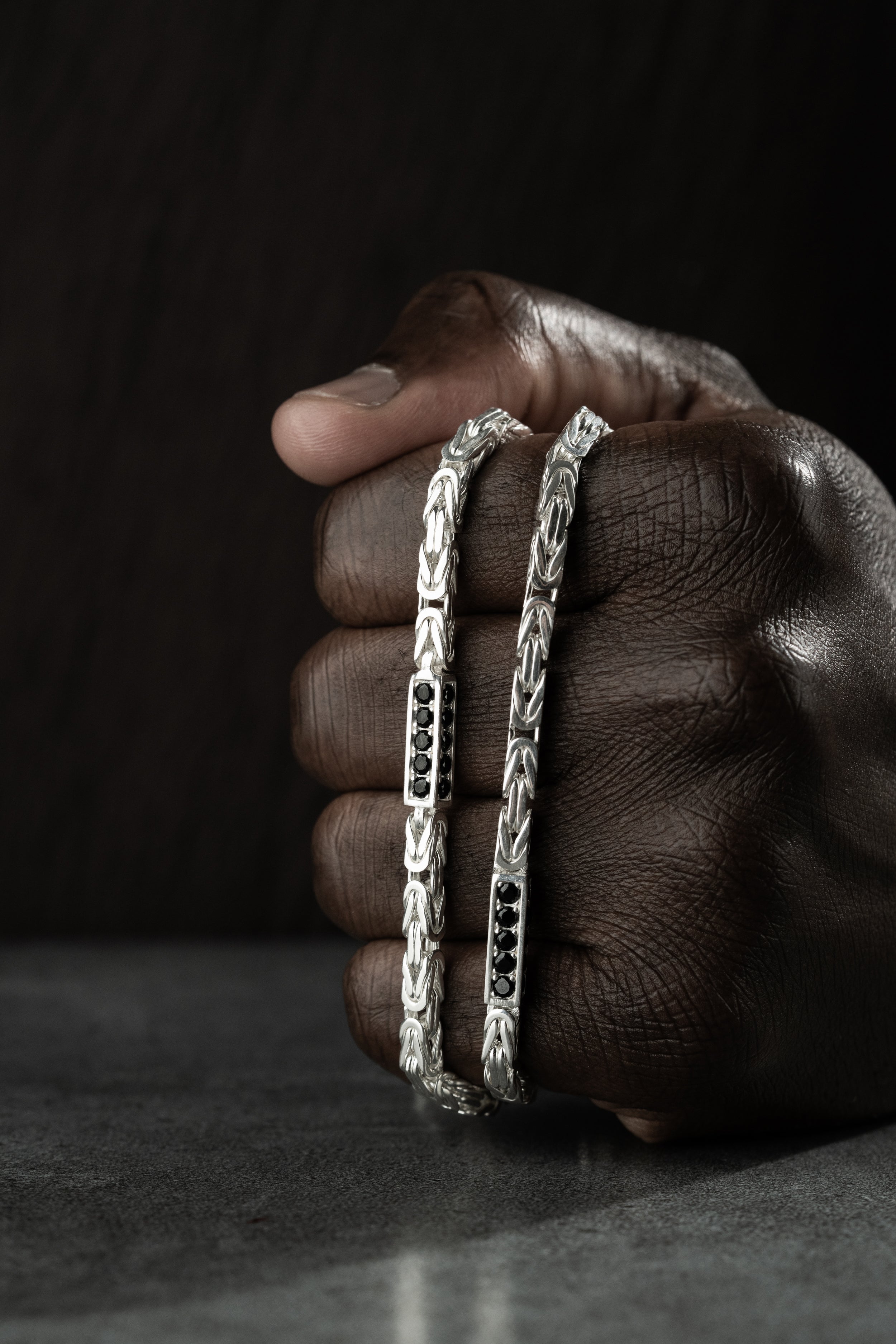 KÖNIGSKETTE BLACK STRASS 4mm | 925 SILBER