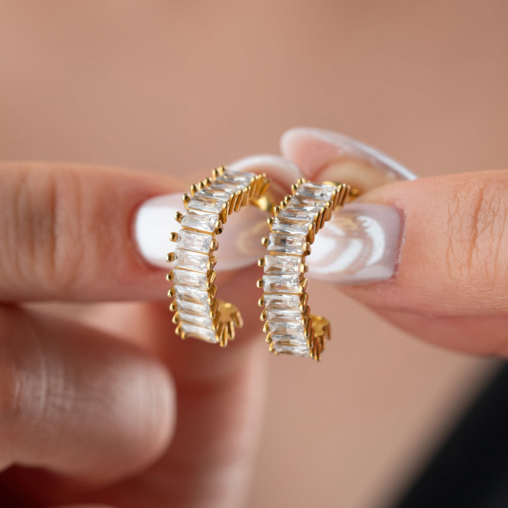 BAGUETTE HERZ CREOLEN aus 925 Silber - Hochwertiger Schmuck - AURIME