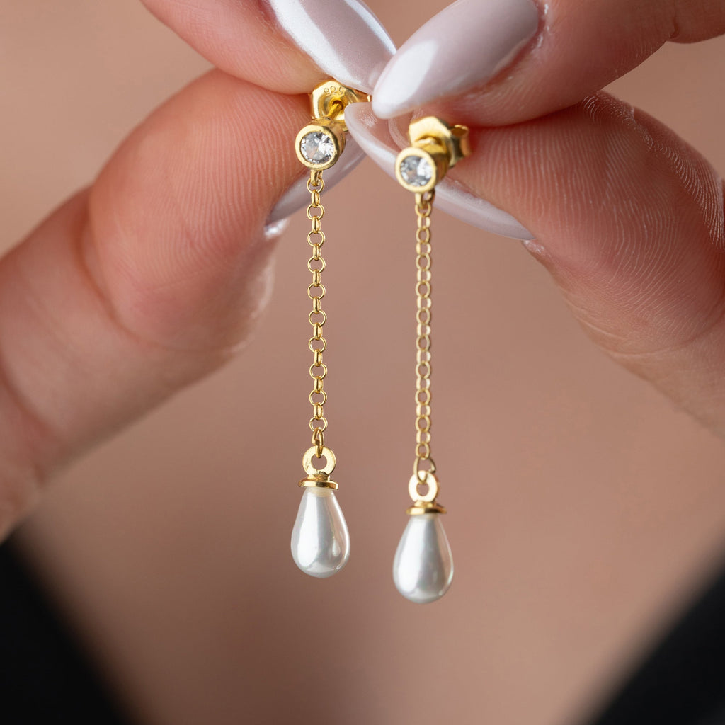 HÄNGENDE PERLEN OHRRING aus 925 Silber - Eleganter Ohrringe - AURIME