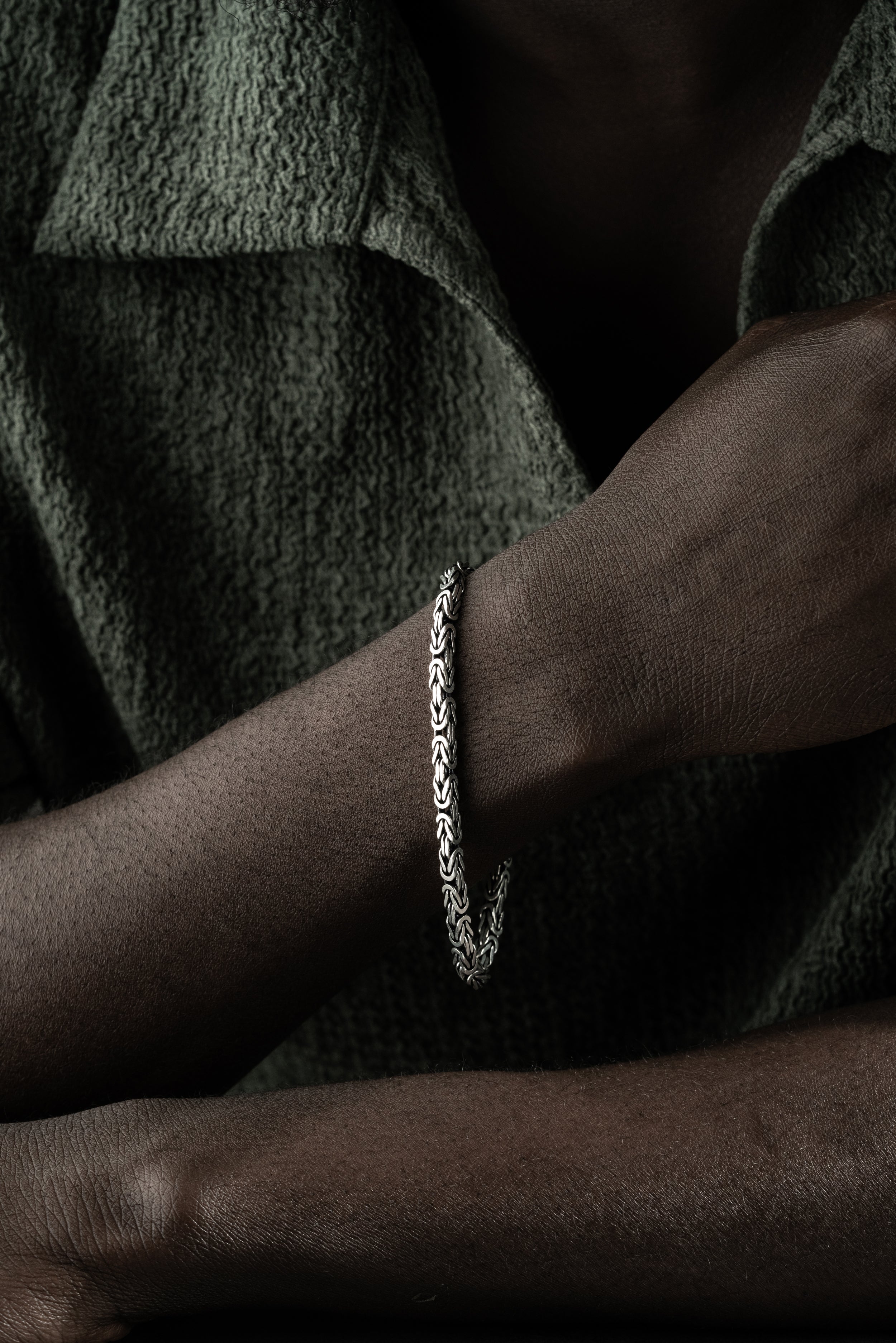KÖNIGSARMBAND VIERKANT OXIDIERT 5MM aus 925 Silber - Eleganter Armband - AURIME