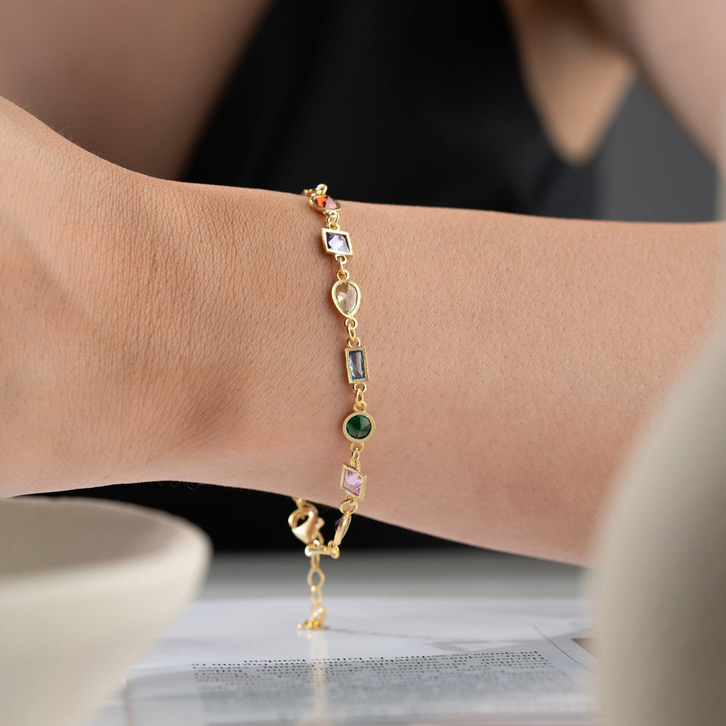 ASYMMETRISCHES FARBIGES ARMBAND | 925 SILBER