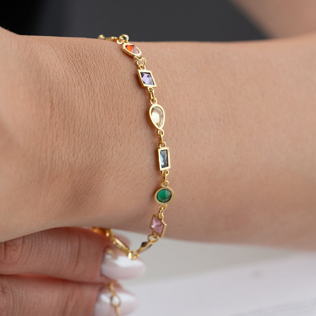 ASYMMETRISCHES FARBIGES ARMBAND | 925 SILBER