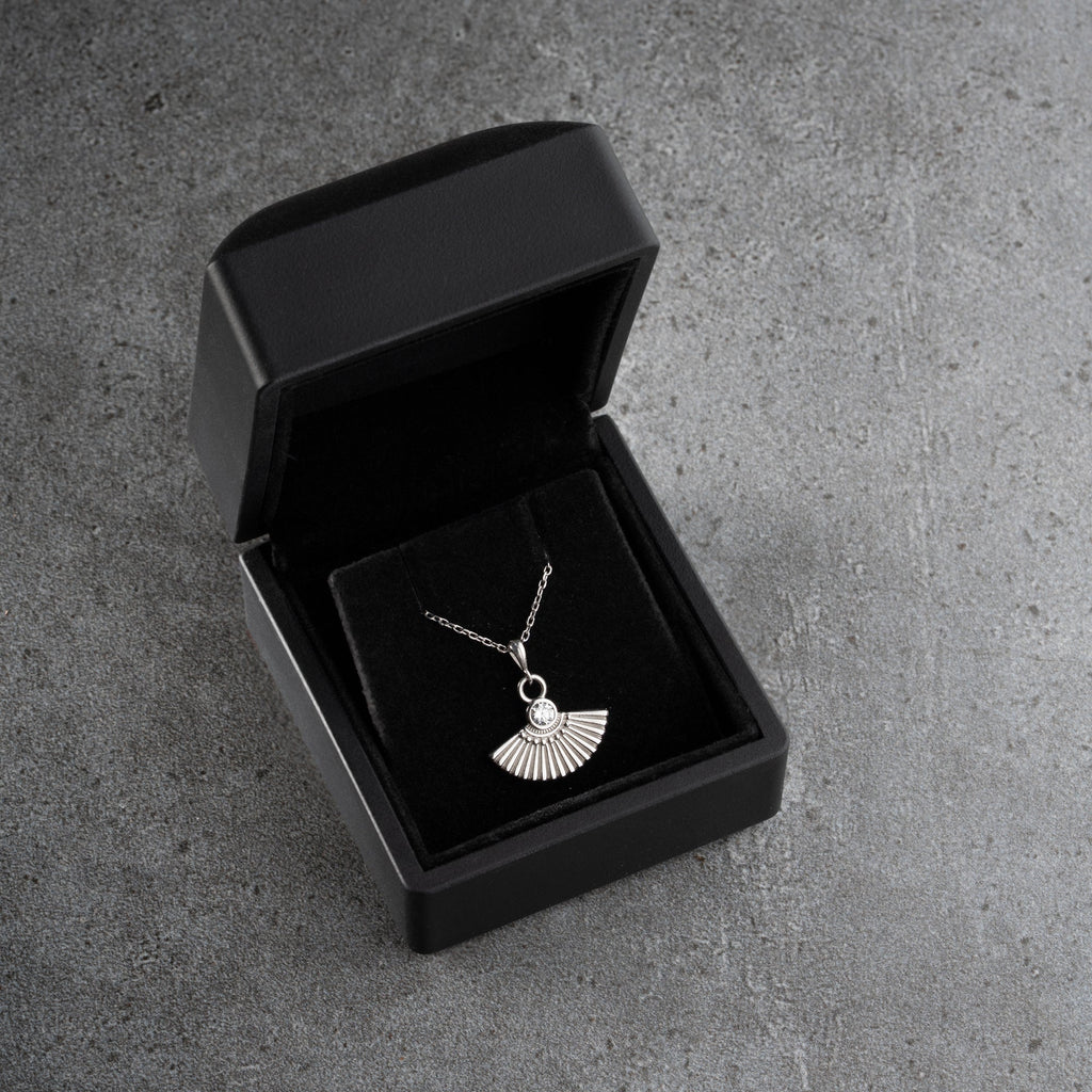 ZIRKONIA FÄCHER HALSKETTE aus 925 Silber - Eleganter Halskette - AURIME