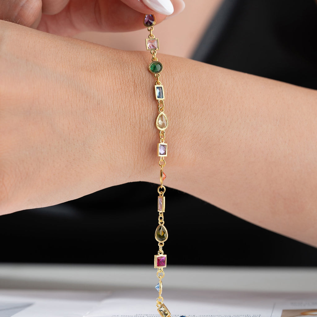 ASYMMETRISCHES FARBIGES ARMBAND | 925 SILBER