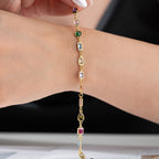 ASYMMETRISCHES FARBIGES ARMBAND aus 925 Silber - Eleganter Armband - AURIME